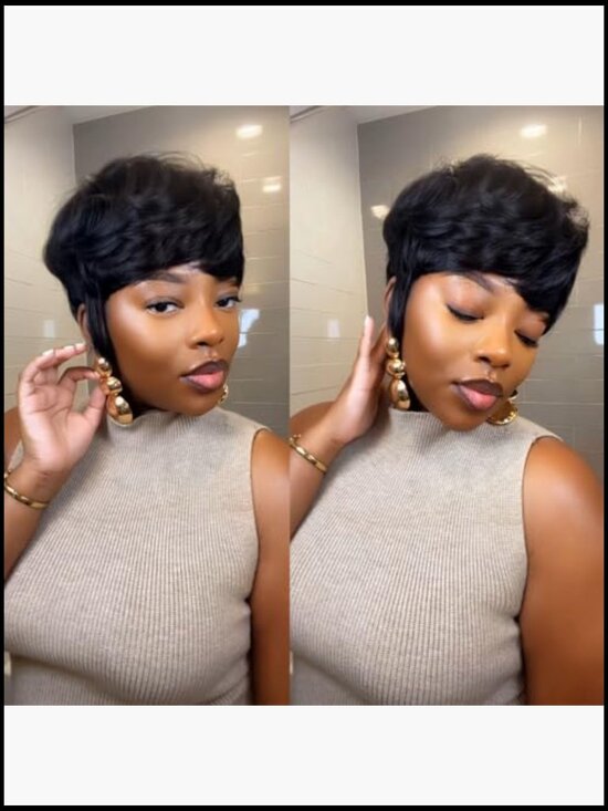 Pixie Cut Wig Human Hair Short Layered Straight Glueless Daily Wear Chic main image 6
